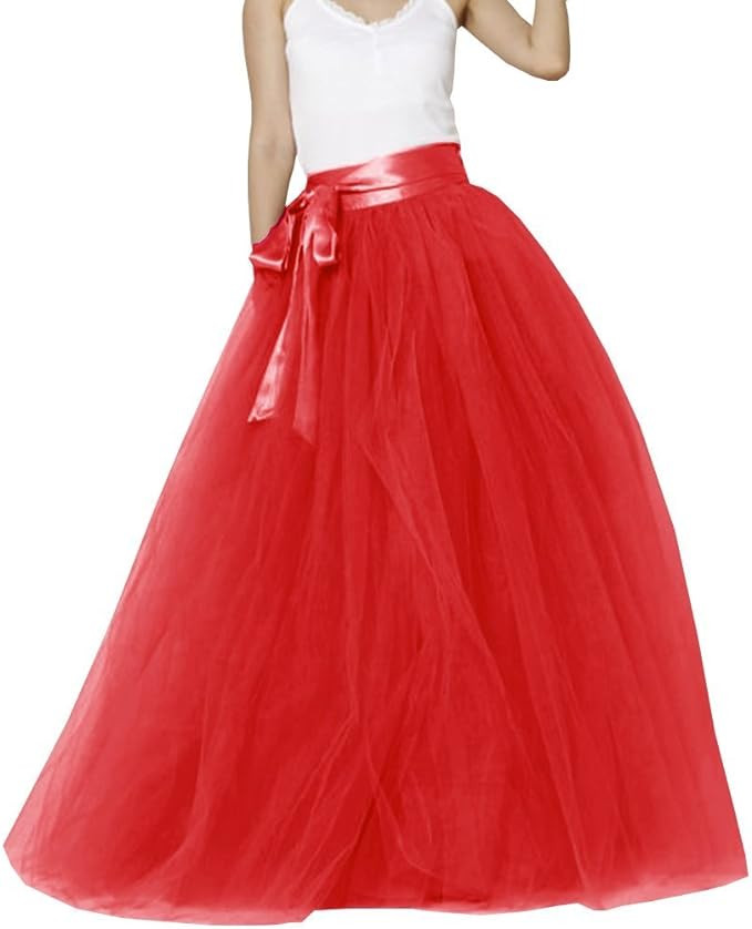 EllieHouse Womens Long Tutu Party Evening Tulle Skirt PC05 | Amazon (US)