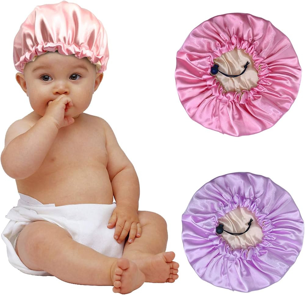 3 Pieces Kids Satin Bonnet Night Sleep Caps, Adjustable Sleeping Hat Soft Silk Flower Night Hats ... | Amazon (US)