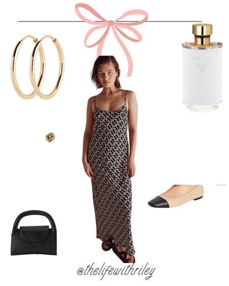Perfect fall transition outfit 

Dark color silk slip dress painted with a ballet flat and gold jewelry 

Classic outfit, fall transition outfit, fall outfit, toe cap, gold hoops, black handbag, silk maxi dress, chain print dress, black and white dress, quiet luxury, old money, classic outfit 

#LTKFind #LTKSeasonal #LTKstyletip
