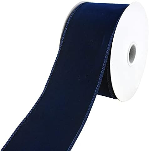 Homeford Christmas Royal Velvet Solid Wired Ribbon, 2-1/2-inch, 10-Yard, Navy Blue | Amazon (US)