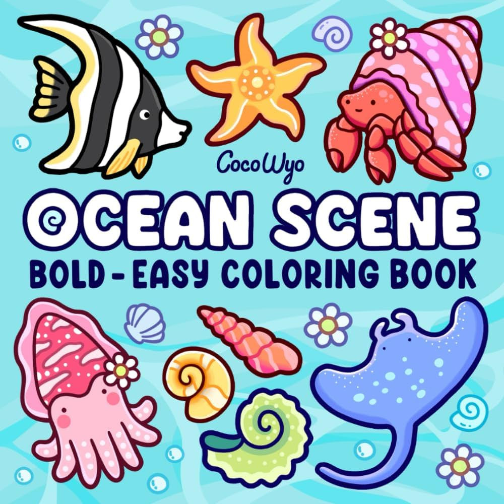 Ocean Scene: Coloring Book for Adults and Kids, Bold and Easy Designs for Relaxation with Sea Lif... | Amazon (US)