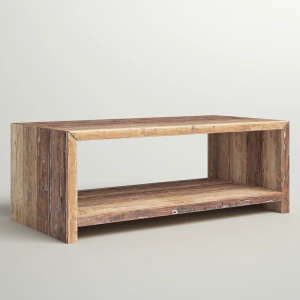 Kennedi Solid Wood Sled Coffee Table with Storage | Wayfair North America