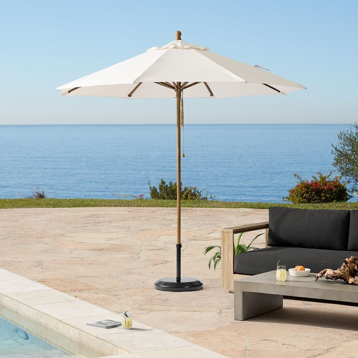 Round Outdoor Umbrella (9') - Wood Pole | West Elm (US)
