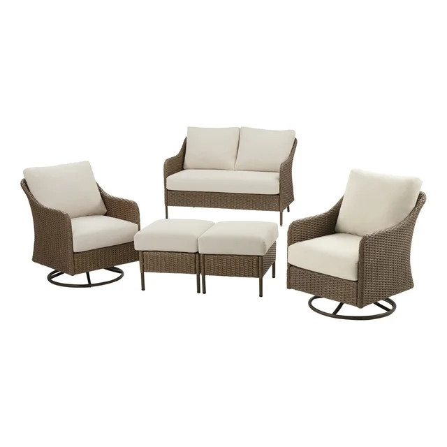 Mainstays Chelsea 5-Piece Outdoor Furniture Conversation Set with Swivel Rocker Chairs | Walmart (US)