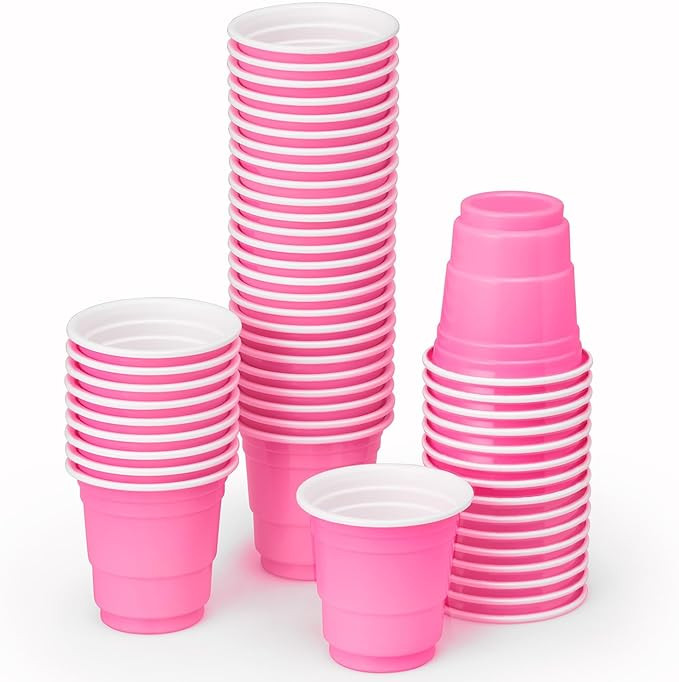 xo, Fetti Party Decorations Pink Plastic Shot Glasses - 50 Matte Disposable 2 oz Cups | Bachelore... | Amazon (US)