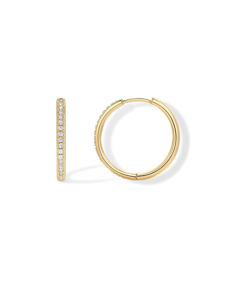 PAVOI 14K Gold Plated Cubic Zirconia Hoop Earrings for Women - Sterling Silver Posts Trendy Fashi... | Amazon (US)