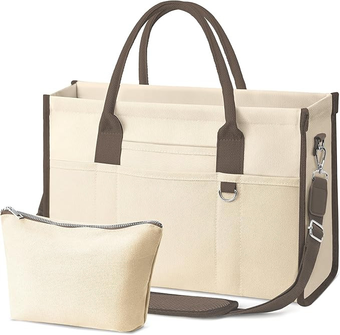 TOPEAST Canvas Tote Bag for Women, Women's Crossbody Handbag for Work Travel, Large Tote Bag with... | Amazon (US)