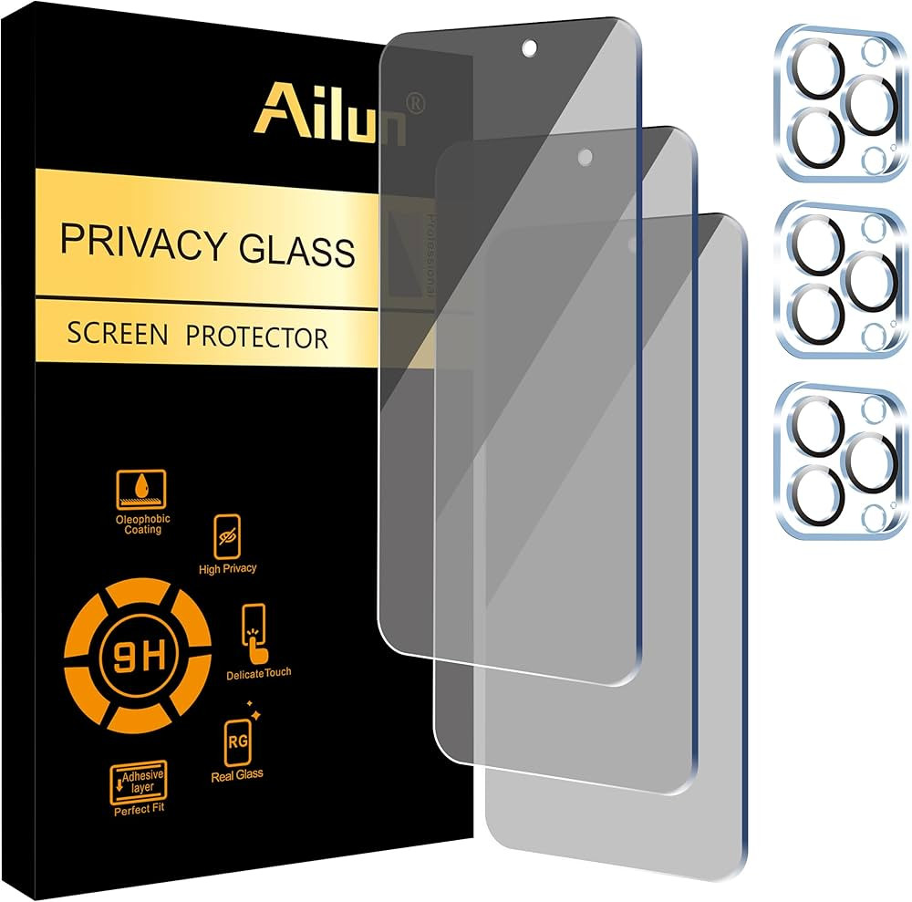Ailun 3Pack Privacy Screen Protector for iPhone 15 Pro Max [6.7 inch]+3Pack Camera Lens Protector... | Amazon (US)