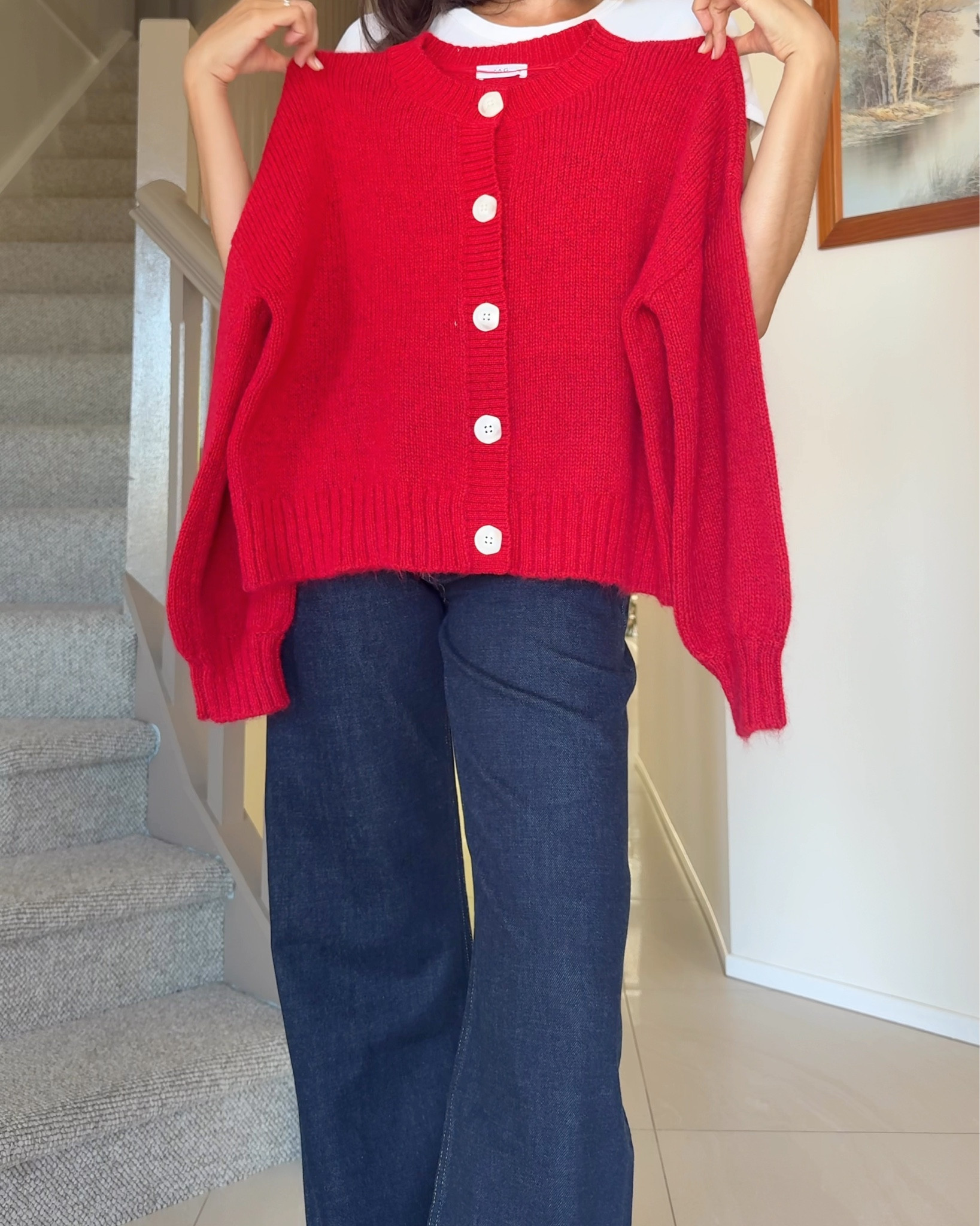 Red cardi and dark denim for autumn  ❤️ Full outfit from Jag. I wear a size 10 in the cardigan and 26 in the jeans x 

#LTKstyletip #LTKaustralia