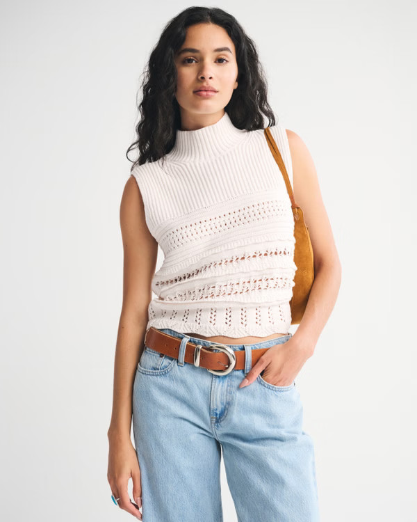 Women's Ruffle Mockneck Sweater Shell Top | Women's Tops | Abercrombie.com | Abercrombie & Fitch (US)