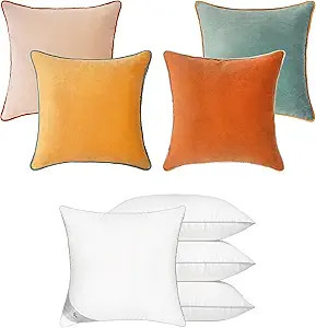 MONDAY MOOSE 18x18 inch Piping Decorative Throw Pillow Covers and 18x18 inch Throw Pillow Inserts... | Amazon (US)