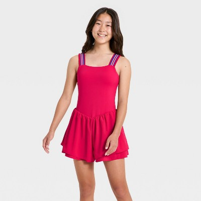 Girls’ 4th of July Active Romper - All In Motion™ Red L | Target