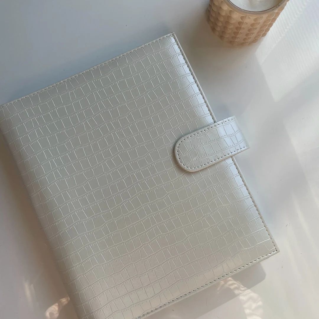 Luxe White Classic Size Soft Croc 6 Ring Organiser | A5 | 100% Vegan | 25mm Rings | Etsy (US)