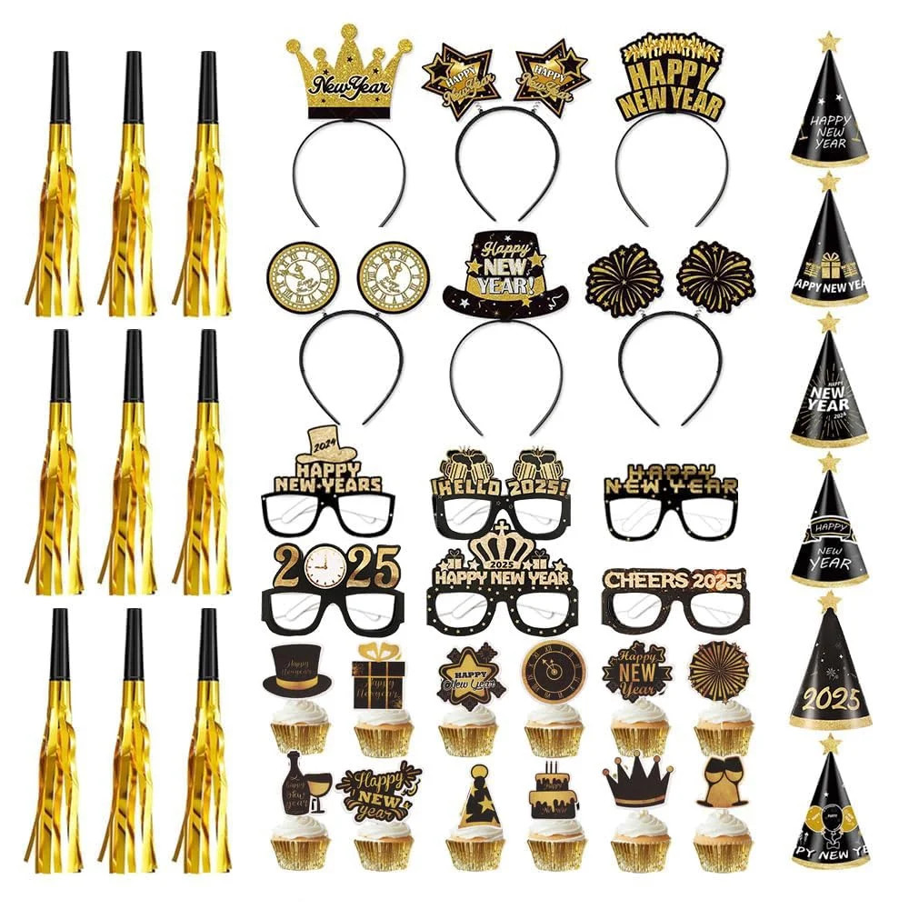 BALONAR 42 Pcs New AIF4&nbsp;Years Eve Party Supplies 2025 with Happy New Year Headband Tiara, Ne... | Walmart (US)