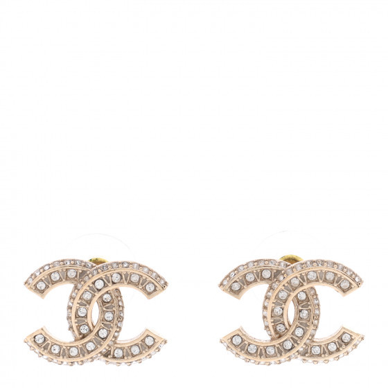 CHANEL Crystal Timeless CC Earrings Light Gold | FASHIONPHILE | FASHIONPHILE (US)