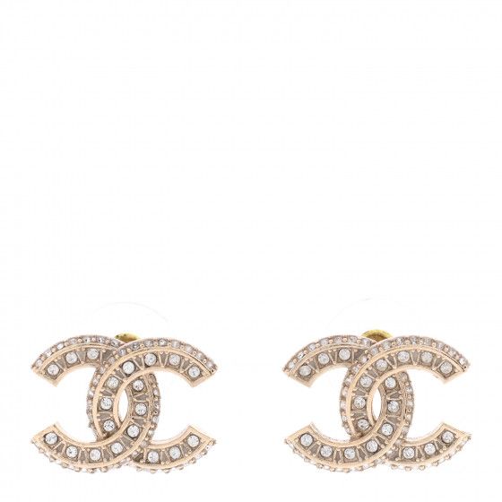 CHANEL Crystal Timeless CC Earrings Light Gold | FASHIONPHILE | FASHIONPHILE (US)