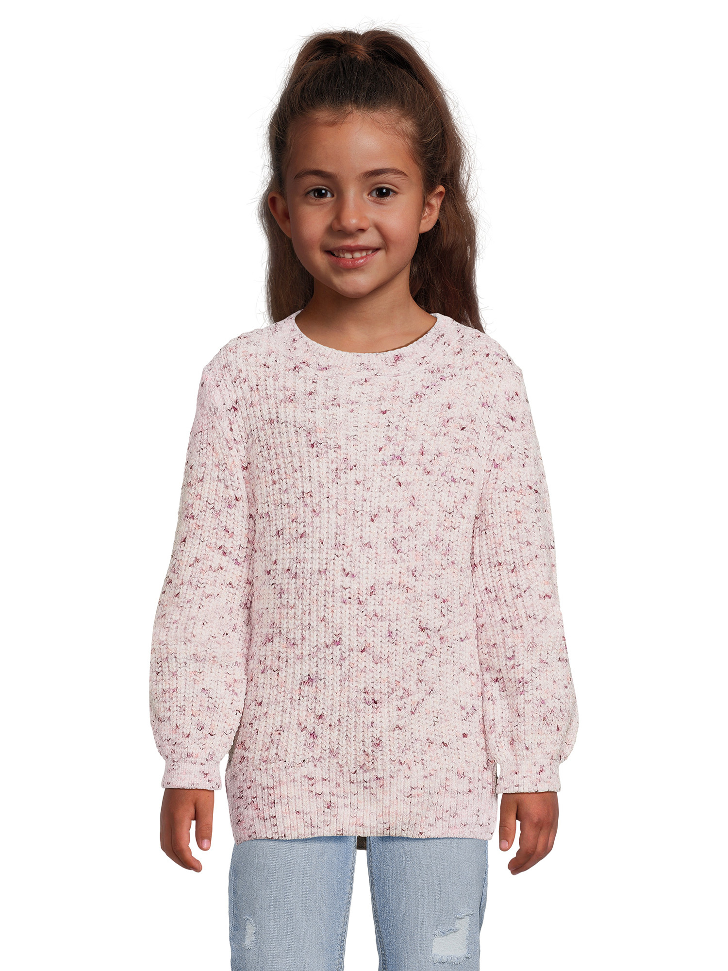 Wonder Nation Girls Long Sleeve Chenille Sweater, Sizes 4-18 & Plus | Walmart (US)