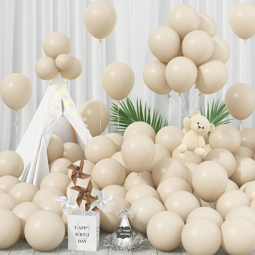 Sand White Balloons, 12 Inch, 100 Pack - Boho, Cream, Matte, Retro, Off White, Neutral, Helium Ba... | Amazon (US)