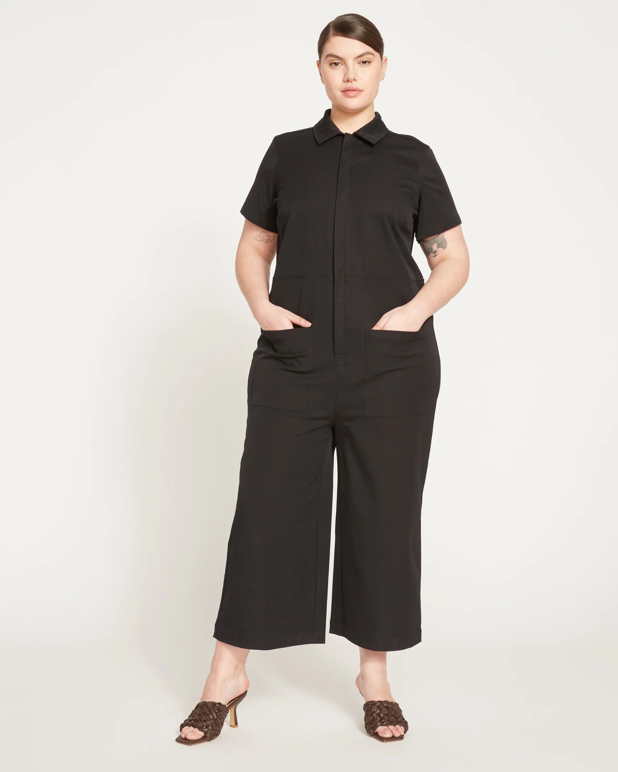 Kate Stretch Cotton Twill Jumpsuit - Black | Universal Standard