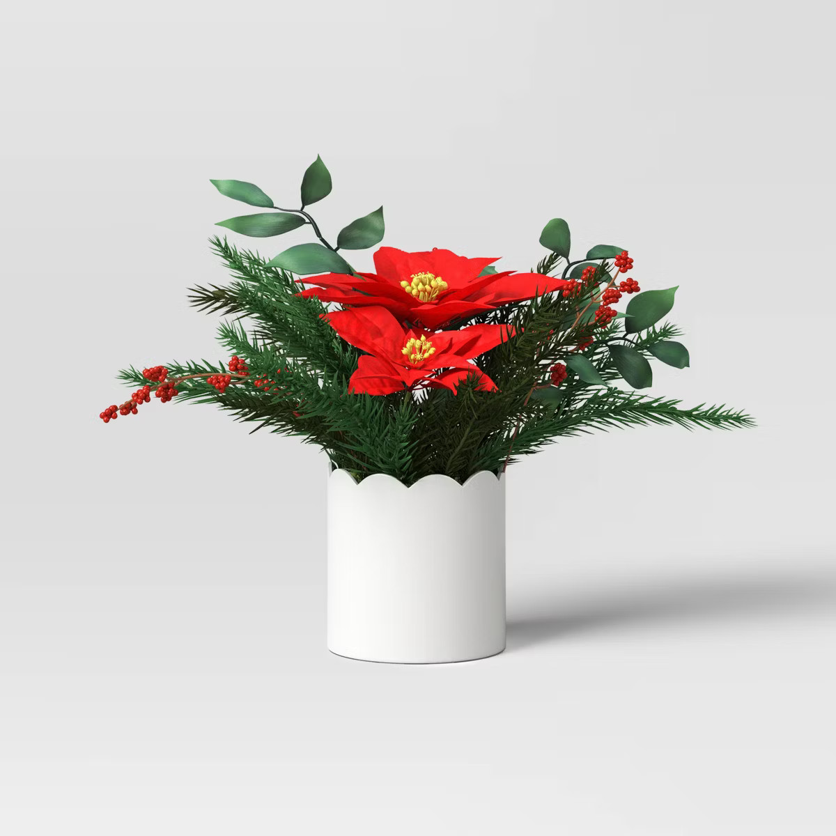 Christmas Mixed Greenery and Poinsettia Artificial Arrangement - Threshold™ | Target