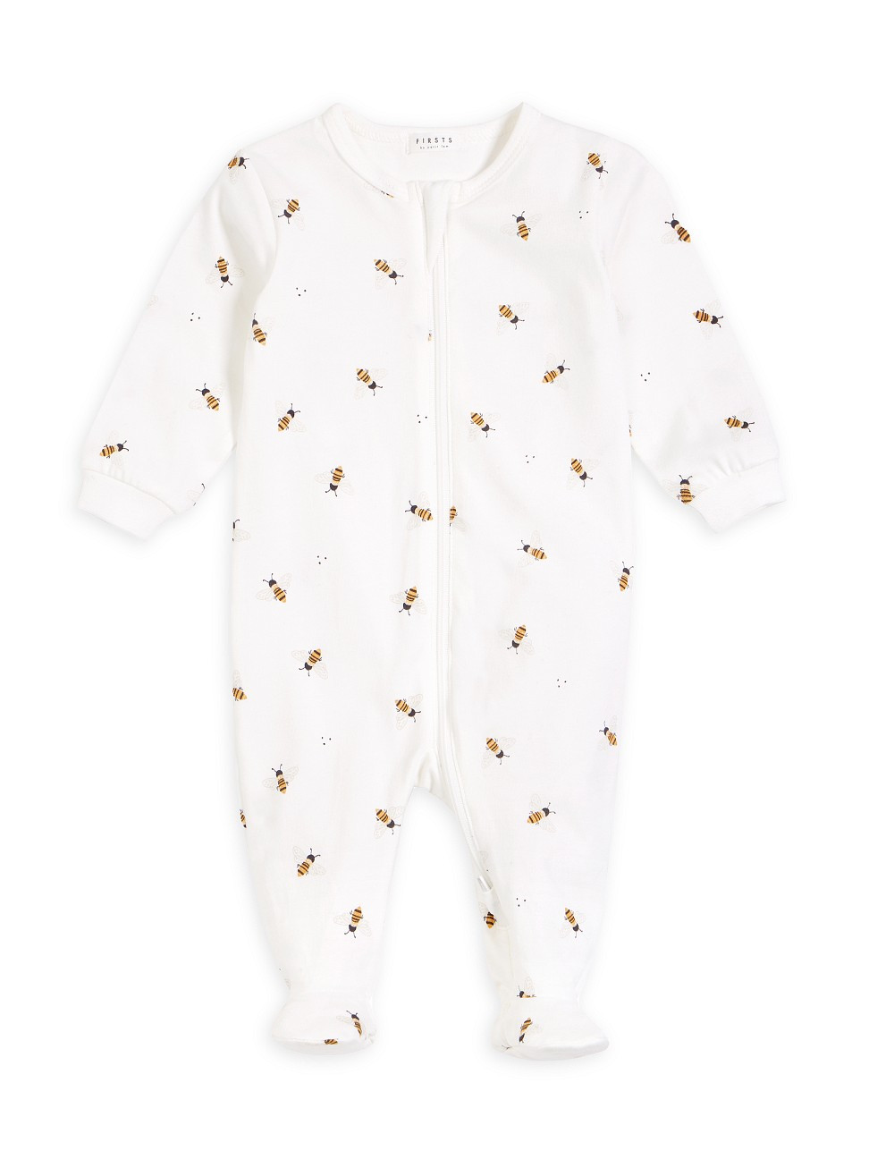 Baby's Bees Print Cotton-Blend Footie - Off White - Size 3 Months | Saks Fifth Avenue