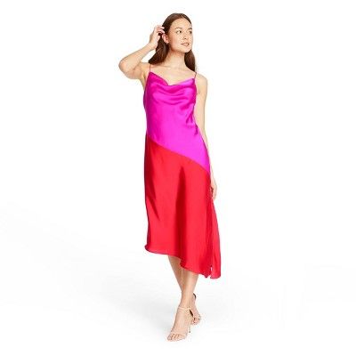 Women's Two-Tone Slip Dress - CUSHNIE for Target (Regular & Plus) Magenta Pink/Red | Target