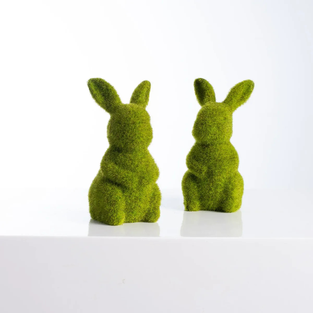 Moss Covered Standing Bunny Rabbits Easter Tabletop Decor - Set of 2 | Darby Creek Trading