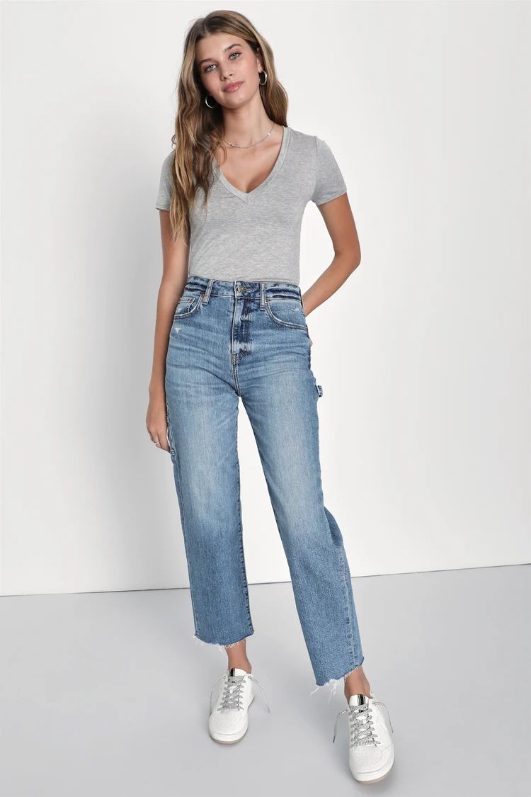 Sundaze Medium Wash High Rise Cropped Utility Jeans | Lulus (US)
