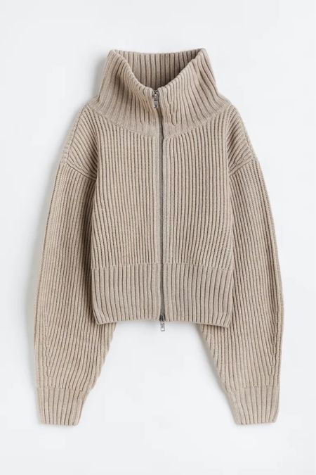 Wool blend cardigan with zipper