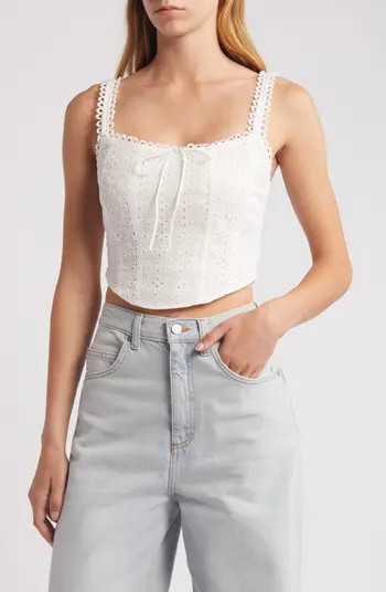Embroidered Cotton Eyelet Crop Camisole | Nordstrom