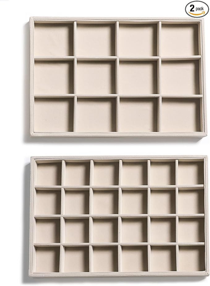 Frebeauty Stackable Velvet Jewelry Organizer Trays for Drawers Inserts Jewelry Storage Tray Displ... | Amazon (US)