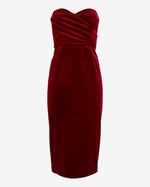 Velvet Sweetheart Neckline Strapless Midi Sheath Dress | Express