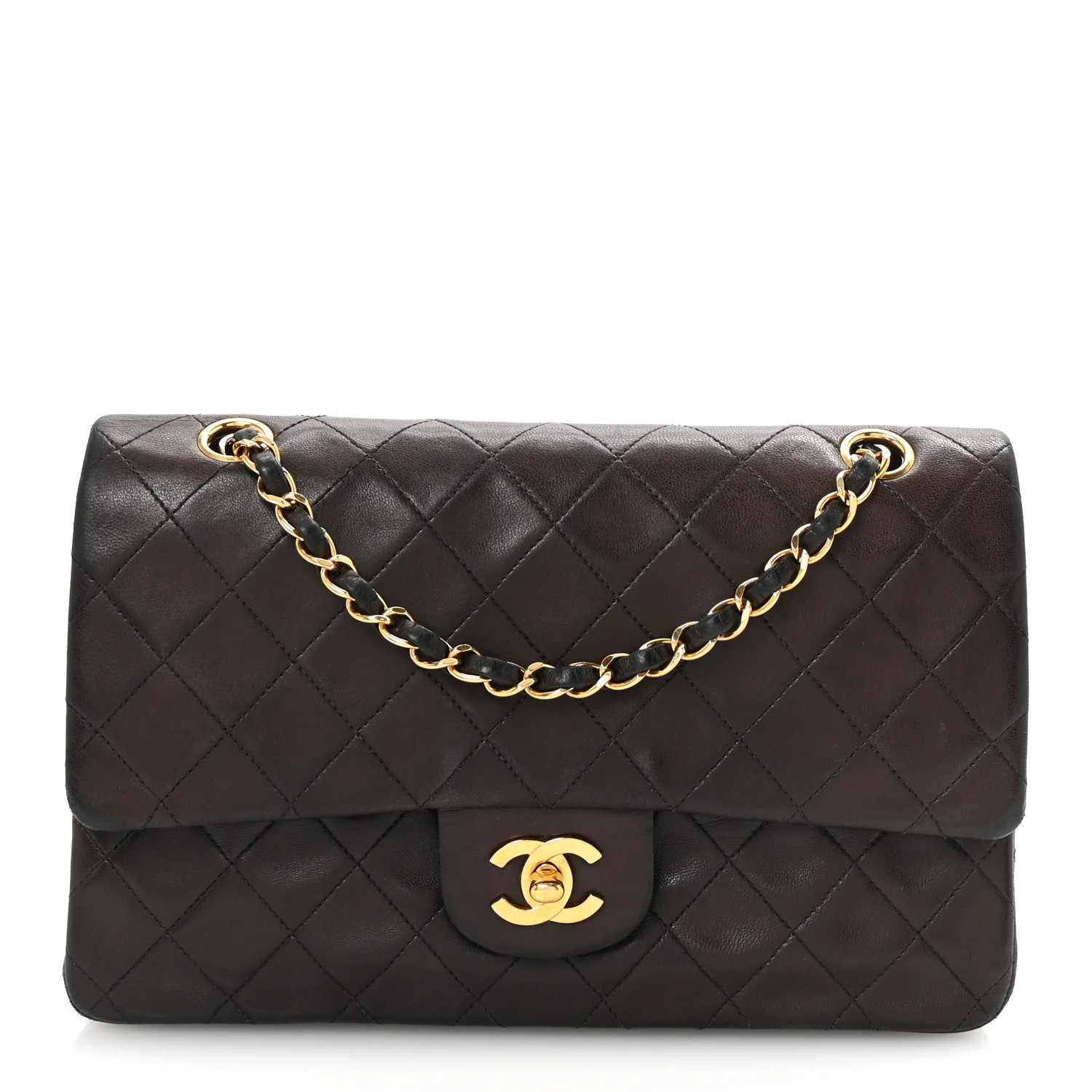 Lambskin Quilted Medium Double Flap Black | FASHIONPHILE (US)