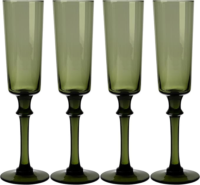 Karma, Fairfax Champagne Flute for Birthday, Wedding, Anniversary, Set of Four, Olive | Amazon (US)