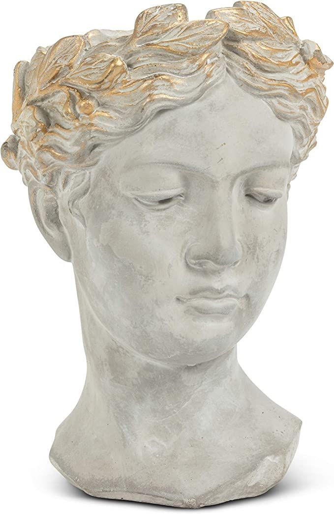 Abbott Collection 27-APHRODITE-535-LG Large Woman Head Planter, Grey/Gold | Amazon (US)