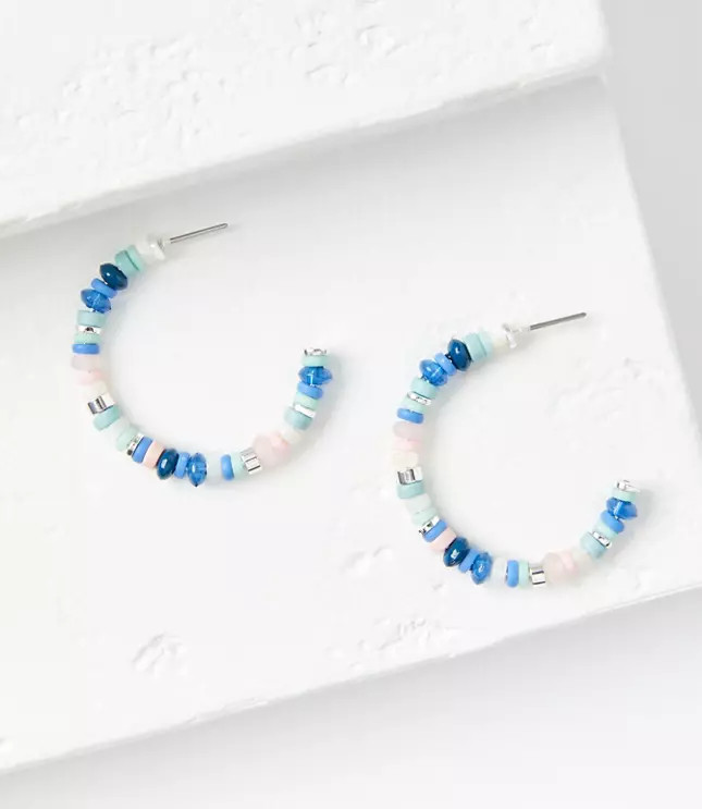 Beaded Hoop Earrings | LOFT