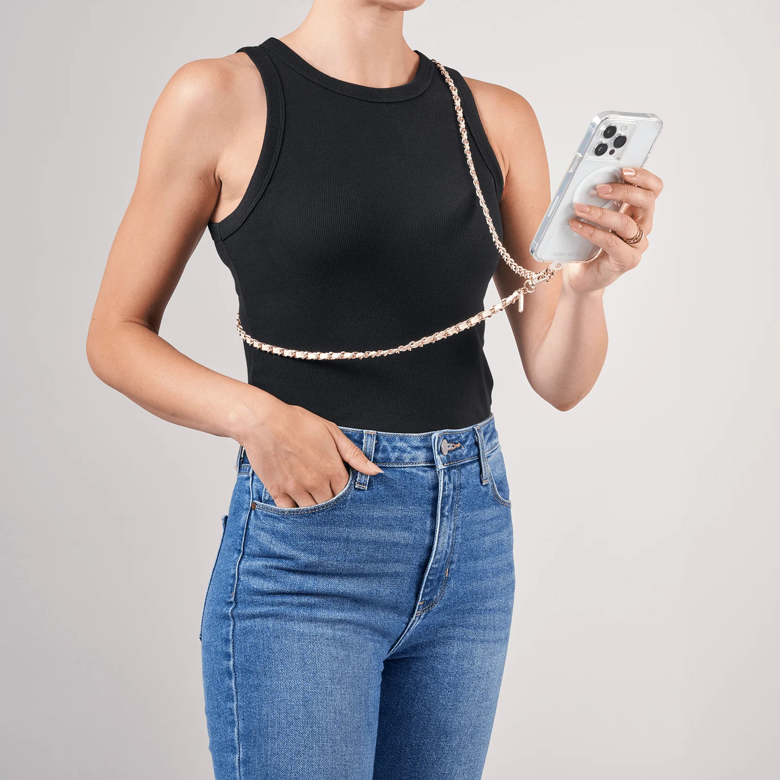 Gold Chain/Tan Leather Phone Crossbody | Case-Mate