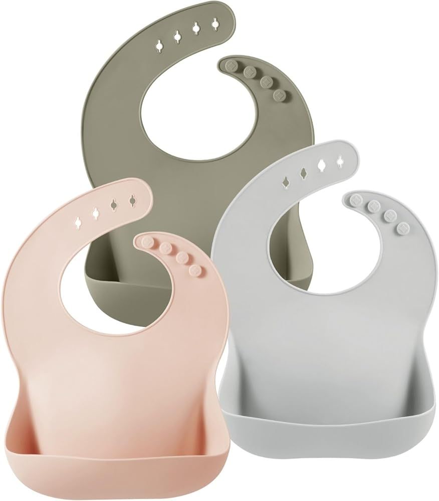 PandaEar 3 Pack Silicone Bibs for Babies Toddlers Girls Boys| Adjustable Waterproof BPA Free Soft... | Amazon (US)