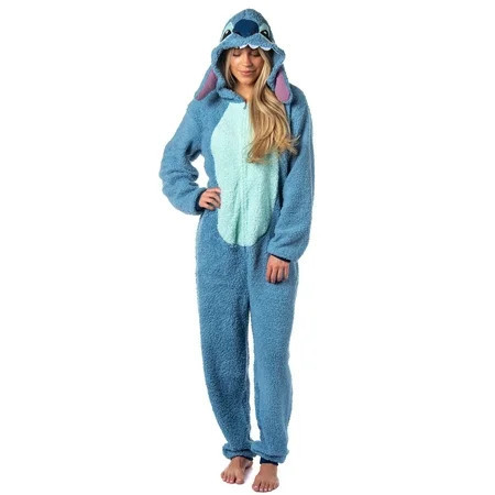 Disney Lilo And Stitch Adult Unisex Stitch Costume Sherpa Fleece One Piece Pajama Union Suit | Walmart (US)