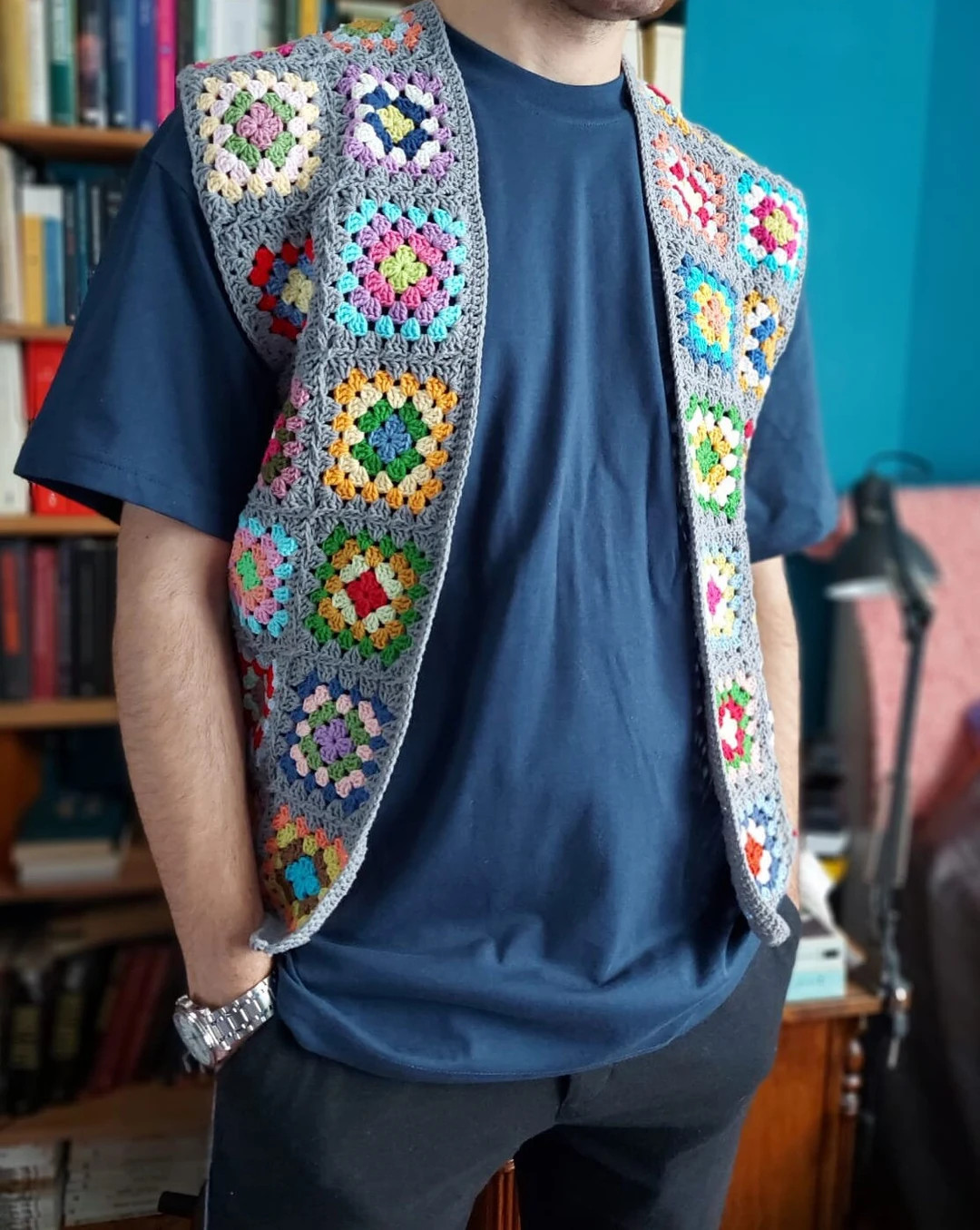 Paul Mccartneys Crochet Granny Square Vest for Men, Crochet Boho Waistcoat, Hippie Clothing,knit ... | Etsy (US)