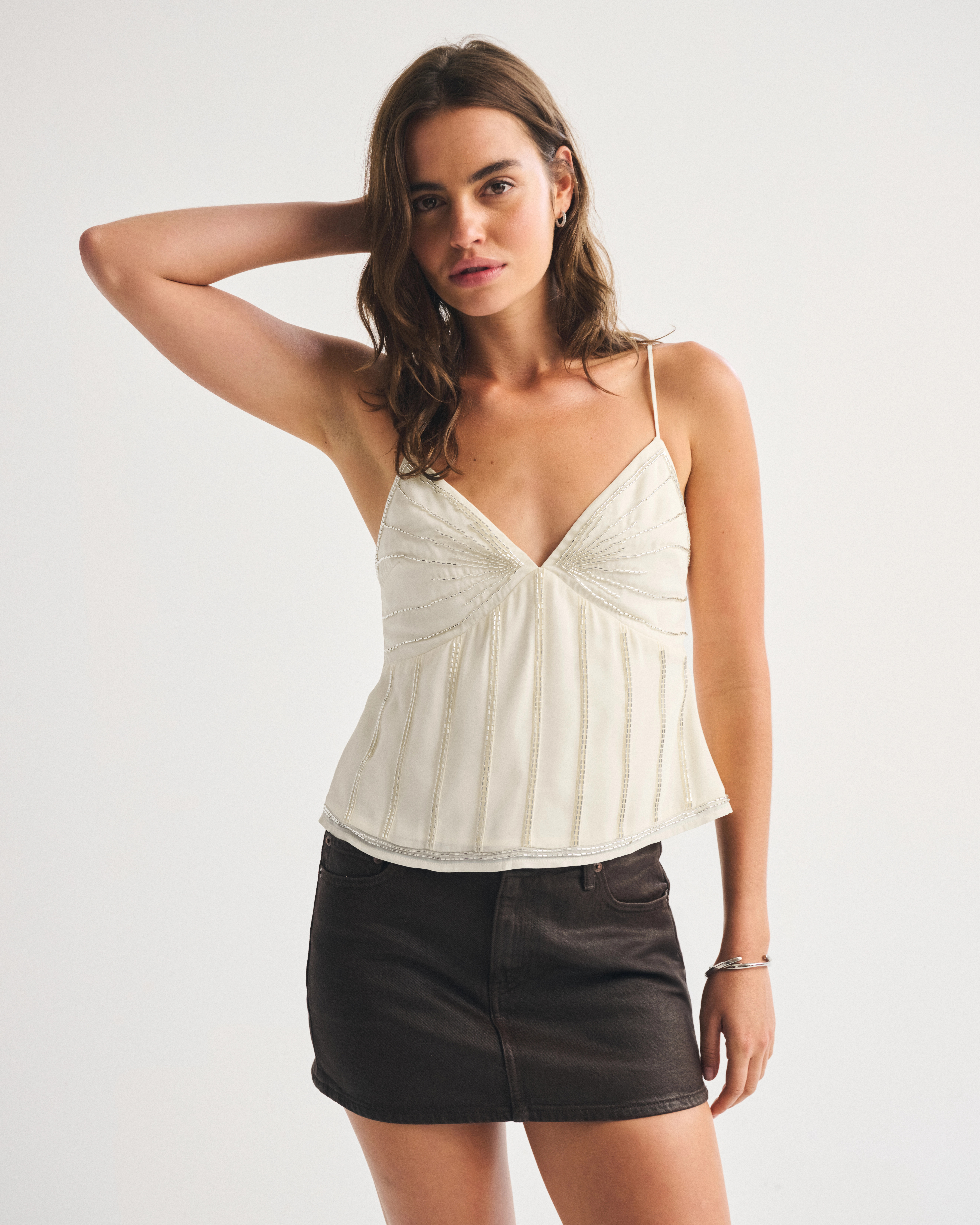 V-Neck Beaded Cami | Abercrombie & Fitch (US)