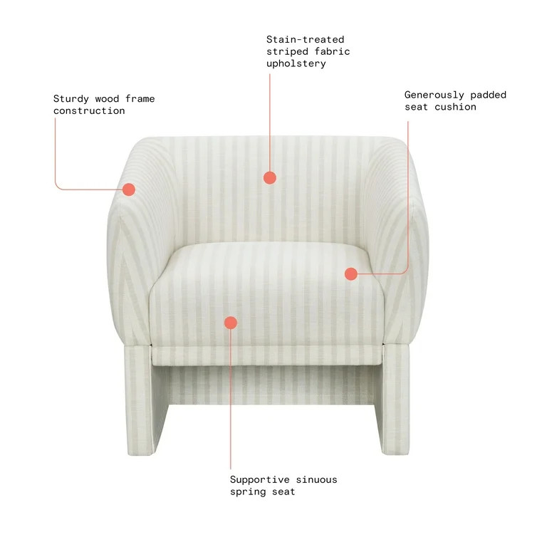 Beautiful Small Space Accent Chair by Drew Barrymore, Beige and White Linen | Walmart (US)