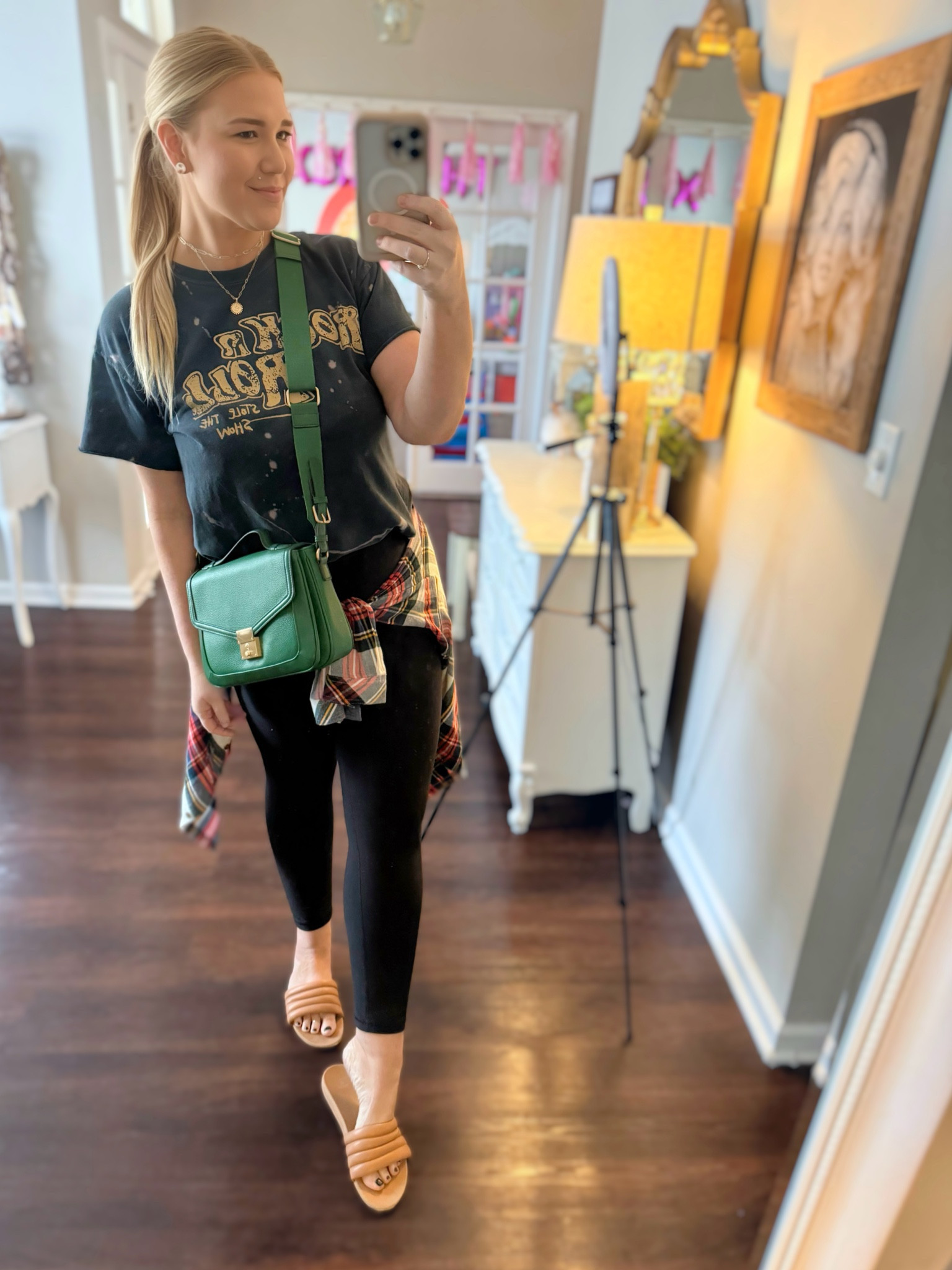 Walmart finds, Walmart, green, green purse, bleach tee, leggings, target, old navy, flannel, dickies flannel, work, cute, mid size, mid, plus, plus size 

#LTKmidsize #LTKplussize #LTKfindsunder100