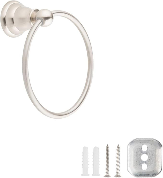 Amazon Basics Classic Hand Towel Holder Ring - Satin Nickel | Amazon (US)