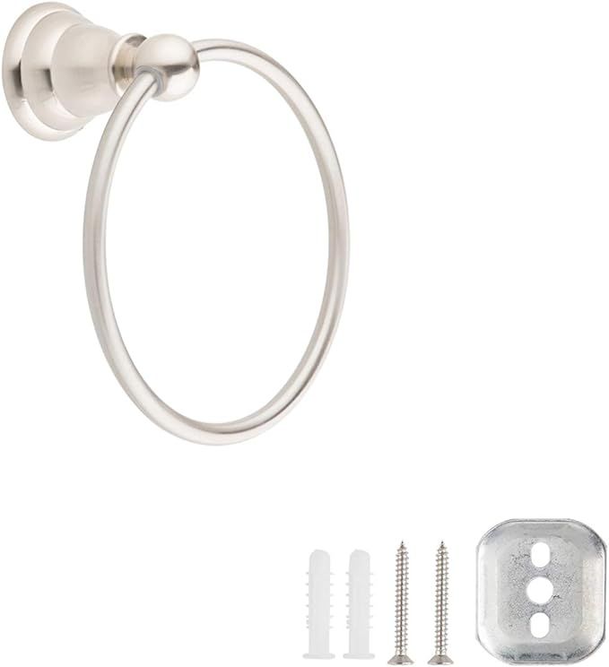 Amazon Basics Classic Hand Towel Holder Ring - Satin Nickel | Amazon (US)