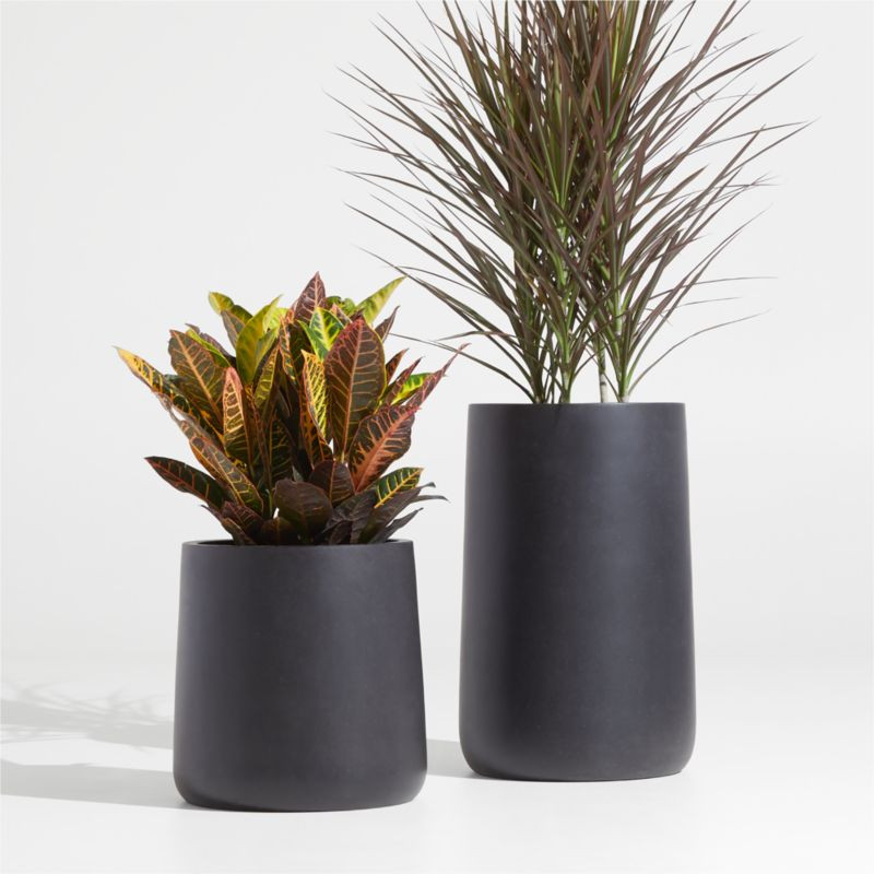 Saabira Charcoal Indoor/Outdoor Planters | Crate & Barrel | Crate & Barrel