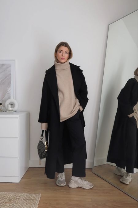 Give a smart casual look a chic edge with an oversized knit roll neck jumper, black long coat, dickies trousers and adidas ozweego trainers 

Trousers - size 24 
Jumper - exact one is @theknottyones on instagram 



#LTKeurope #LTKstyletip