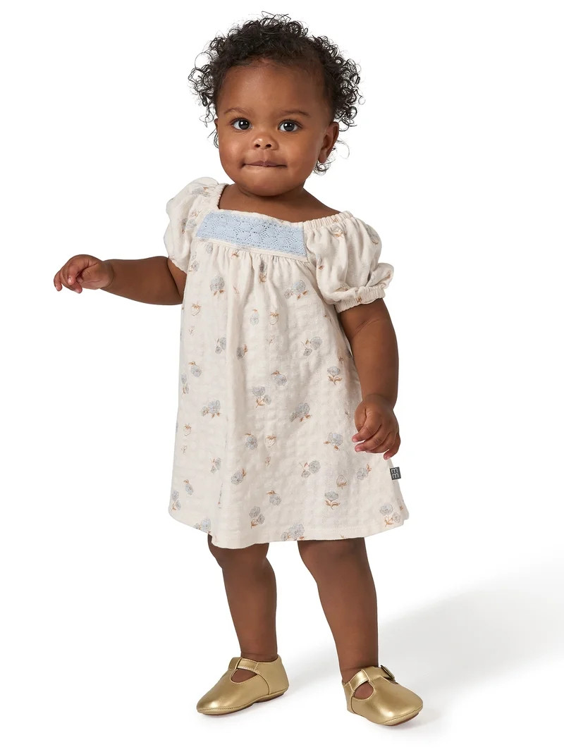 Modern Moments by Gerber Baby Girl Puff Sleeve Dress and Diaper Cover, 2-Piece, Sizes 0/3 Months ... | Walmart (US)