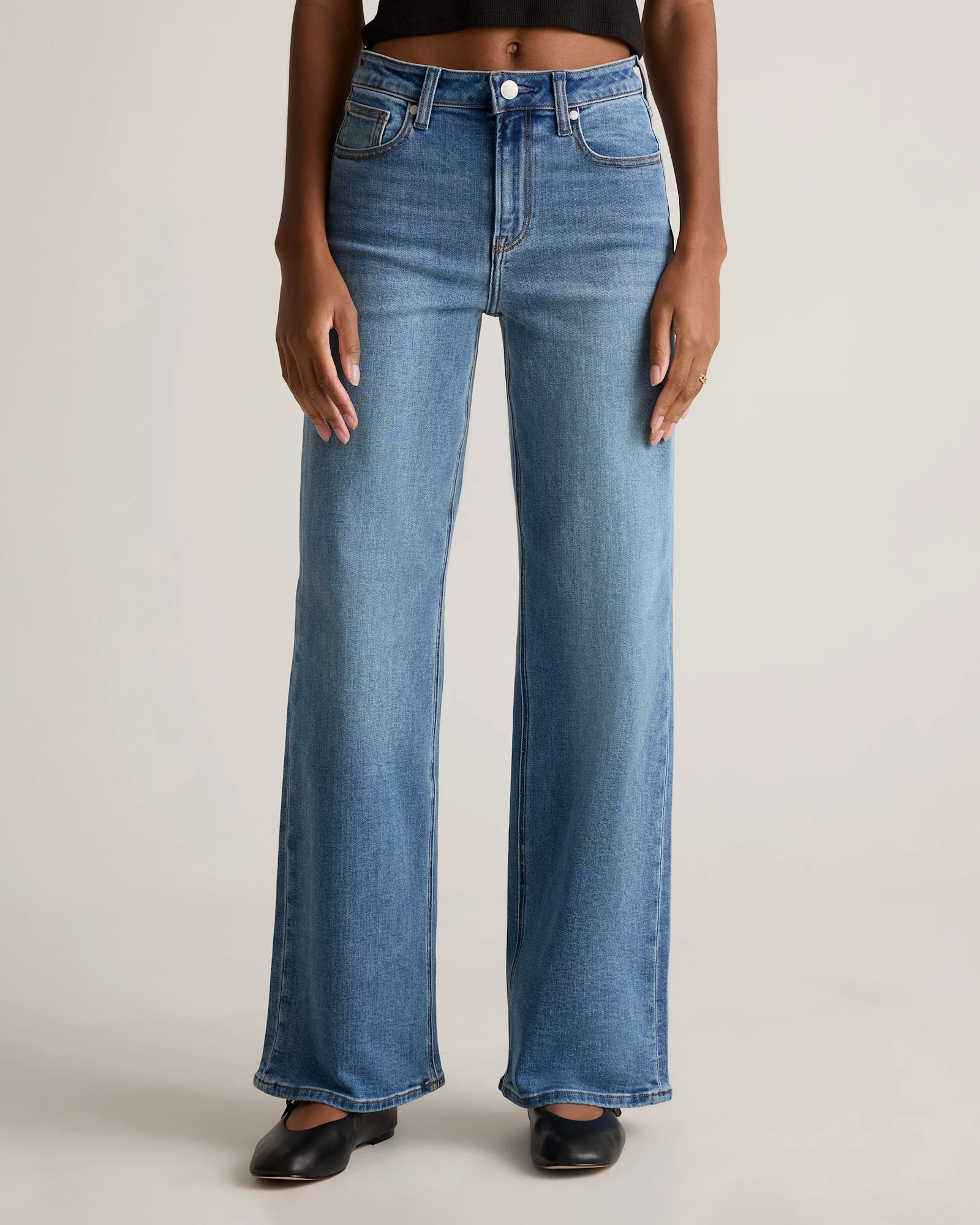 Stretch High Rise Wide Leg Jeans | Quince