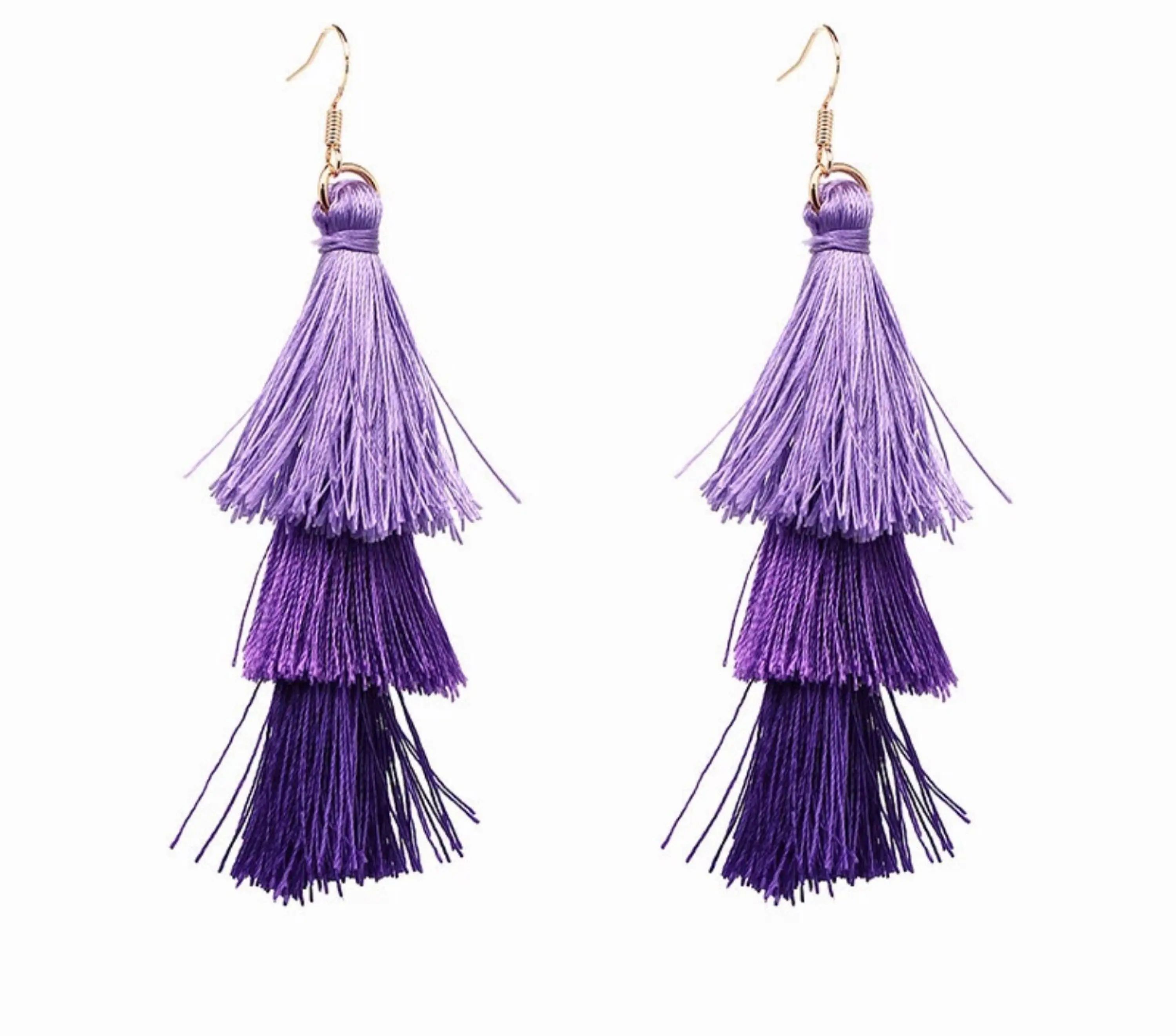 Purple Ombre Tassle Drop Earrings | Etsy (US)